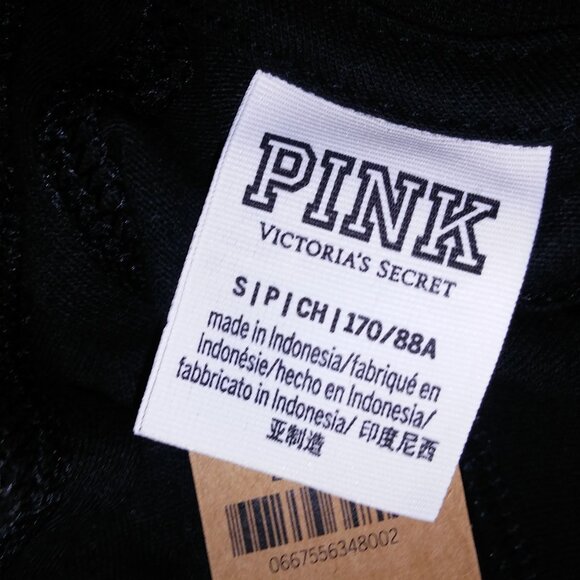 Victoria Secret PINK Tank Top Black Multi Logo Solid Open Cutout Back Sleeveless - Picture 15 of 16